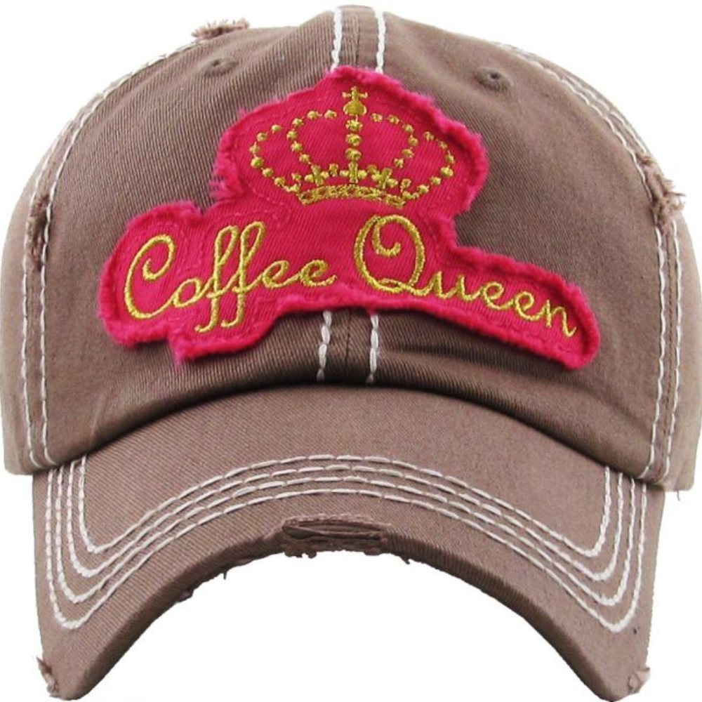 COFFEE QUEEN Distressed Vintage Baseball Cap